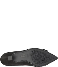 Sofft Sadie Suede Buckle Ornament Pointed Toe Kitten Heel Pumps