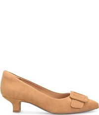 Sofft Sadie Suede Buckle Ornament Pointed Toe Kitten Heel Pumps