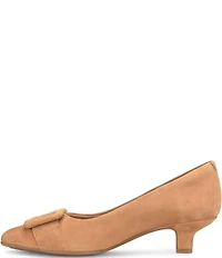 Sofft Sadie Suede Buckle Ornament Pointed Toe Kitten Heel Pumps
