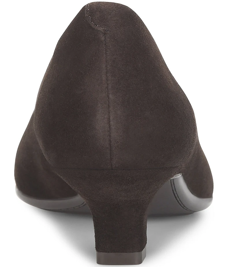 Sofft Sadie Suede Buckle Ornament Pointed Toe Kitten Heel Pumps