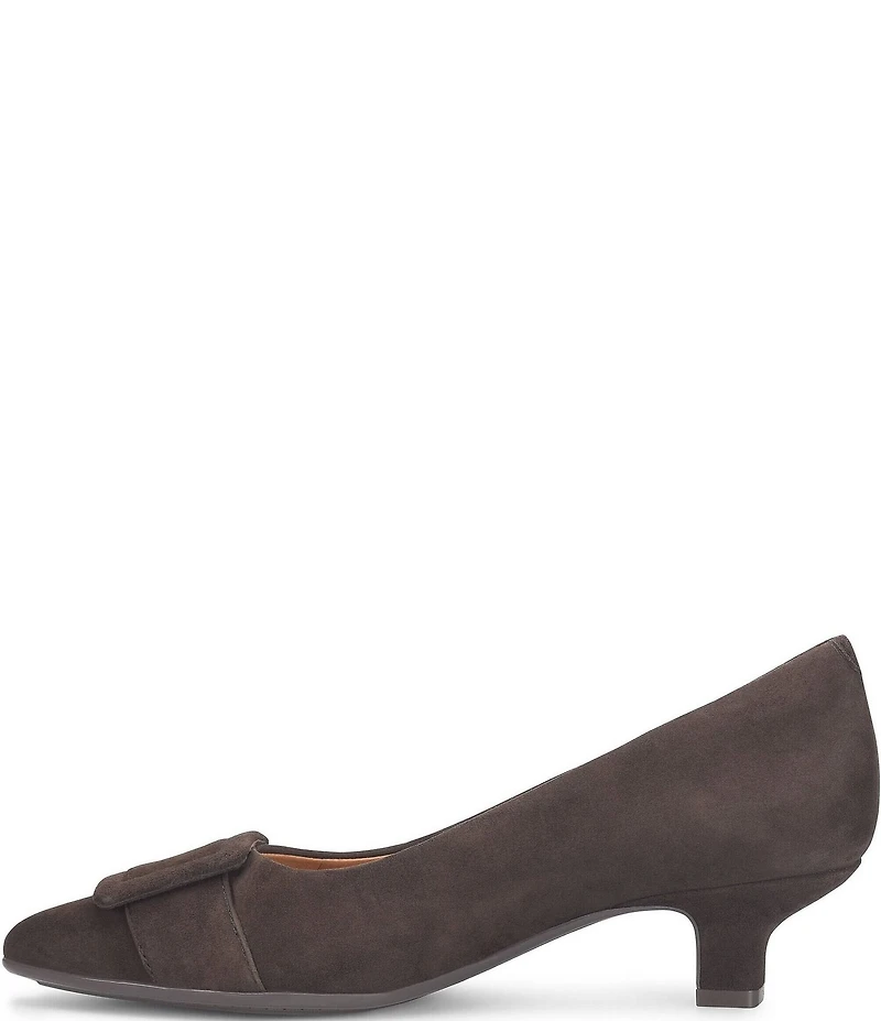 Sofft Sadie Suede Buckle Ornament Pointed Toe Kitten Heel Pumps
