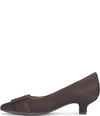 Sofft Sadie Suede Buckle Ornament Pointed Toe Kitten Heel Pumps