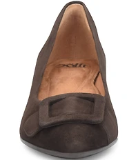 Sofft Sadie Suede Buckle Ornament Pointed Toe Kitten Heel Pumps