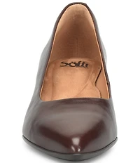 Sofft Sandra Pointed Leather Block Heel Pumps
