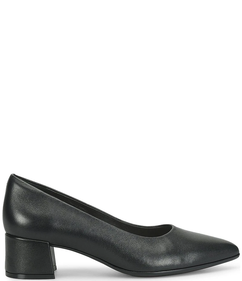Sofft Sandra Pointed Leather Block Heel Pumps