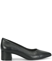 Sofft Sandra Pointed Leather Block Heel Pumps