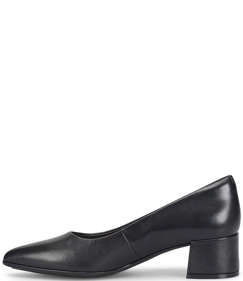 Sofft Sandra Pointed Leather Block Heel Pumps
