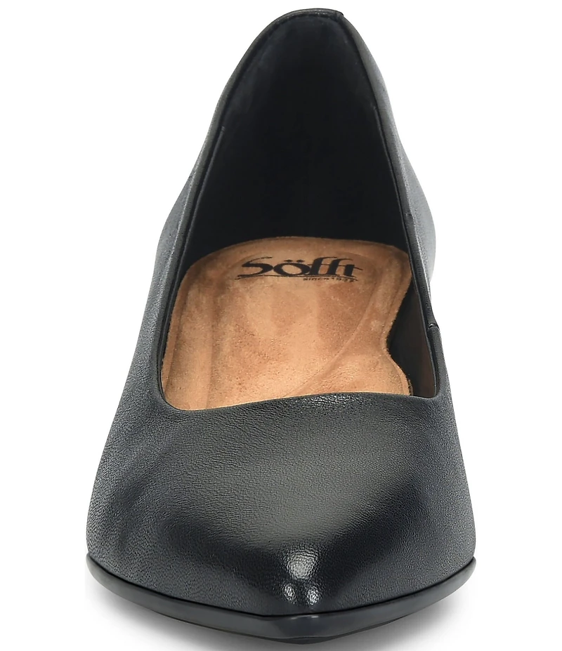 Sofft Sandra Pointed Leather Block Heel Pumps