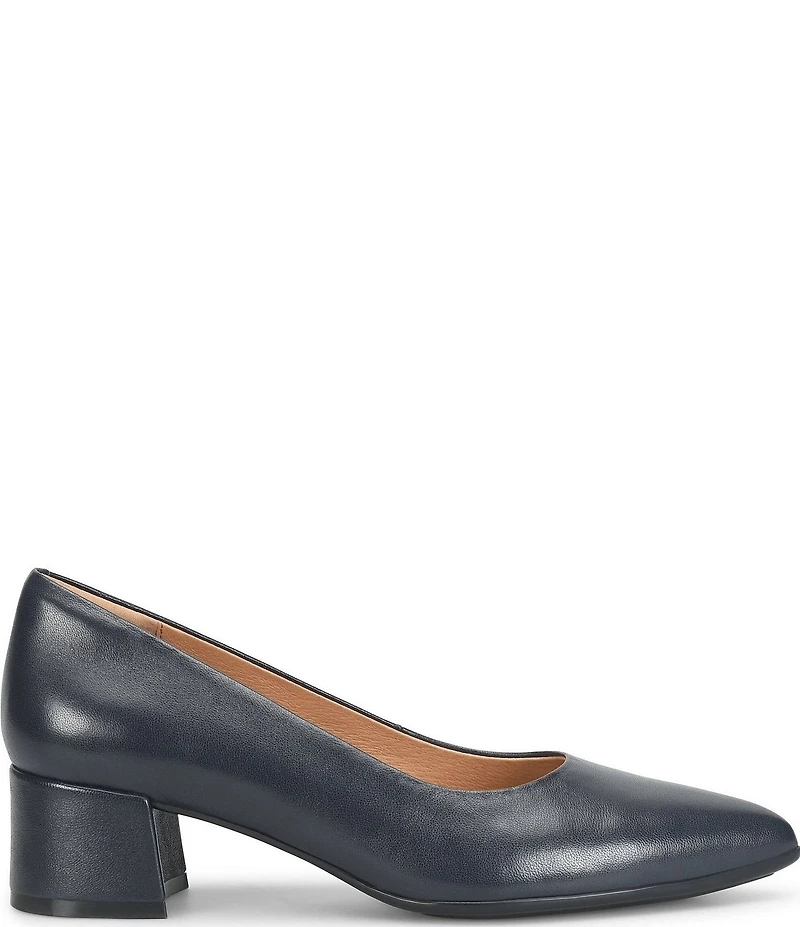 Sofft Sandra Pointed Leather Block Heel Pumps