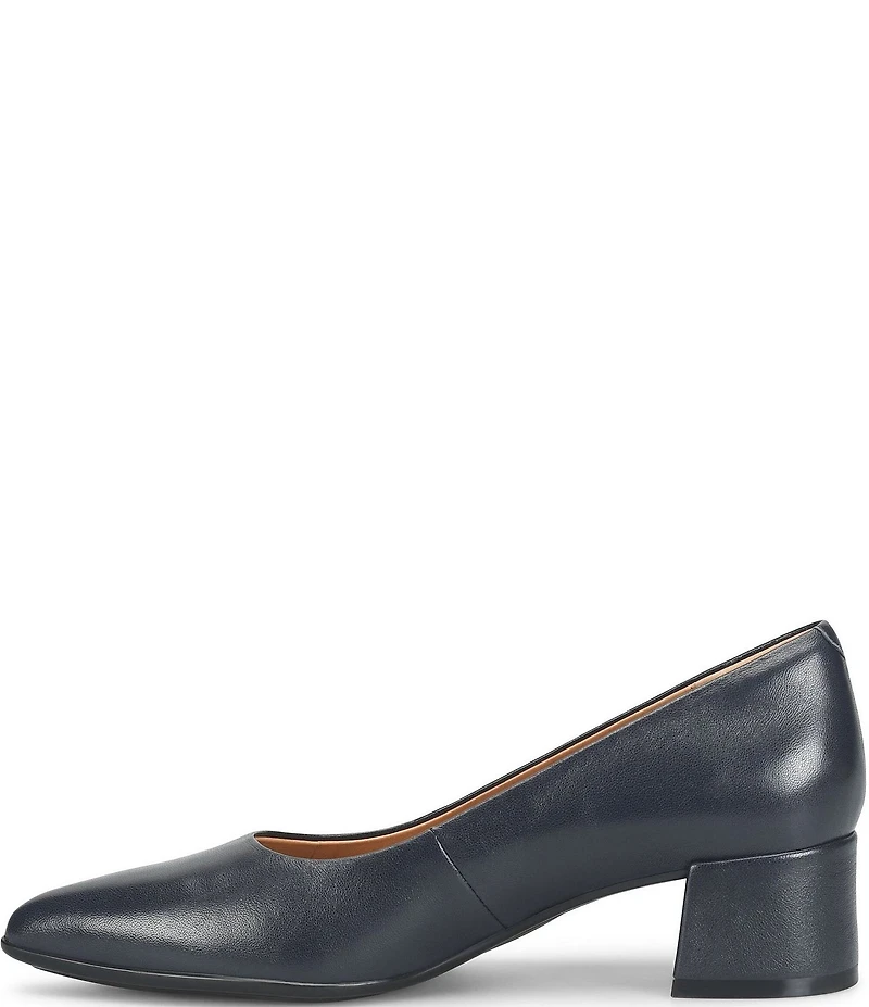 Sofft Sandra Pointed Leather Block Heel Pumps