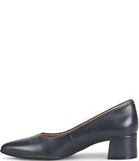 Sofft Sandra Pointed Leather Block Heel Pumps