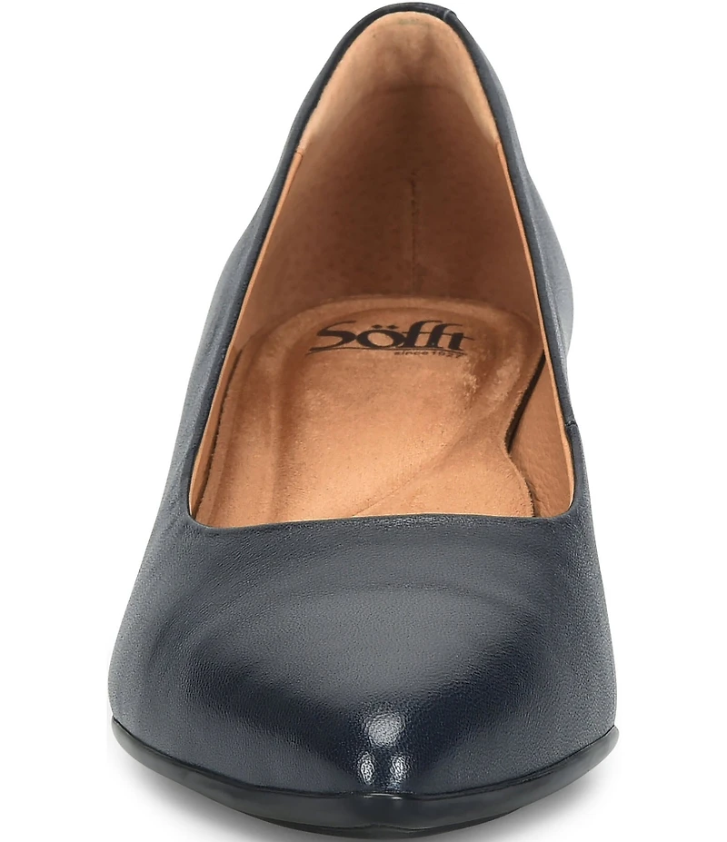 Sofft Sandra Pointed Leather Block Heel Pumps