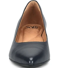 Sofft Sandra Pointed Leather Block Heel Pumps
