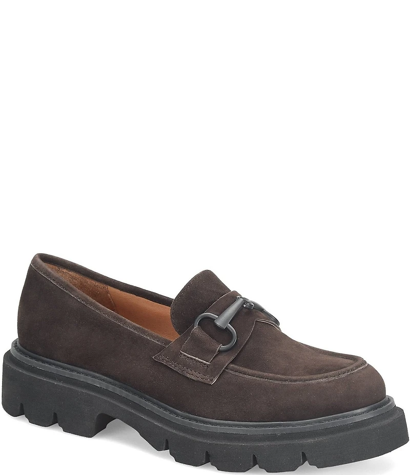 Sofft Satara Suede Bit Buckle Lug Sole Loafers