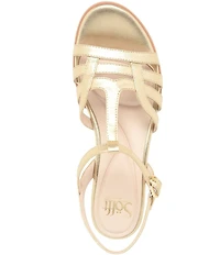 Sofft Scarlet Metallic Leather Wedge Sandals