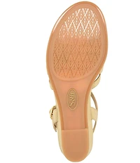 Sofft Scarlet Metallic Leather Wedge Sandals