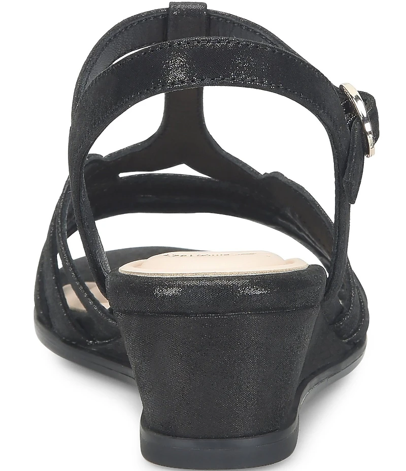 Sofft Scarlet Metallic Leather Wedge Sandals