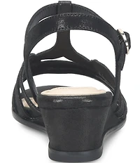 Sofft Scarlet Metallic Leather Wedge Sandals