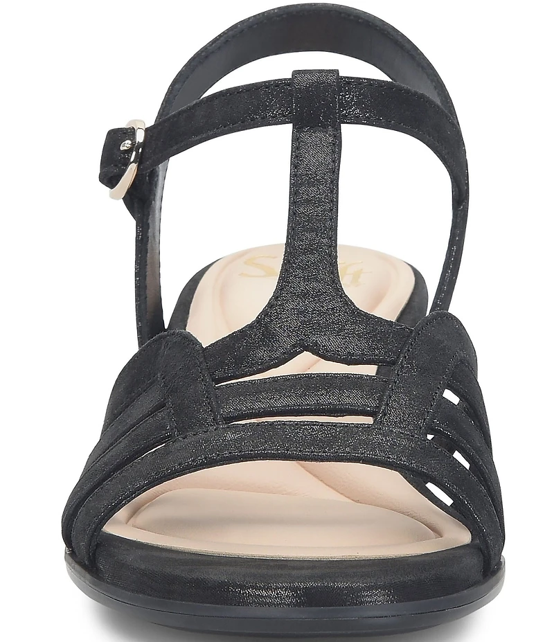 Sofft Scarlet Metallic Leather Wedge Sandals