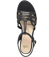 Sofft Scarlet Metallic Leather Wedge Sandals