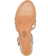 Sofft Scarlet Metallic Leather Wedge Sandals