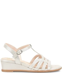 Sofft Scarlet Metallic Leather Wedge Sandals