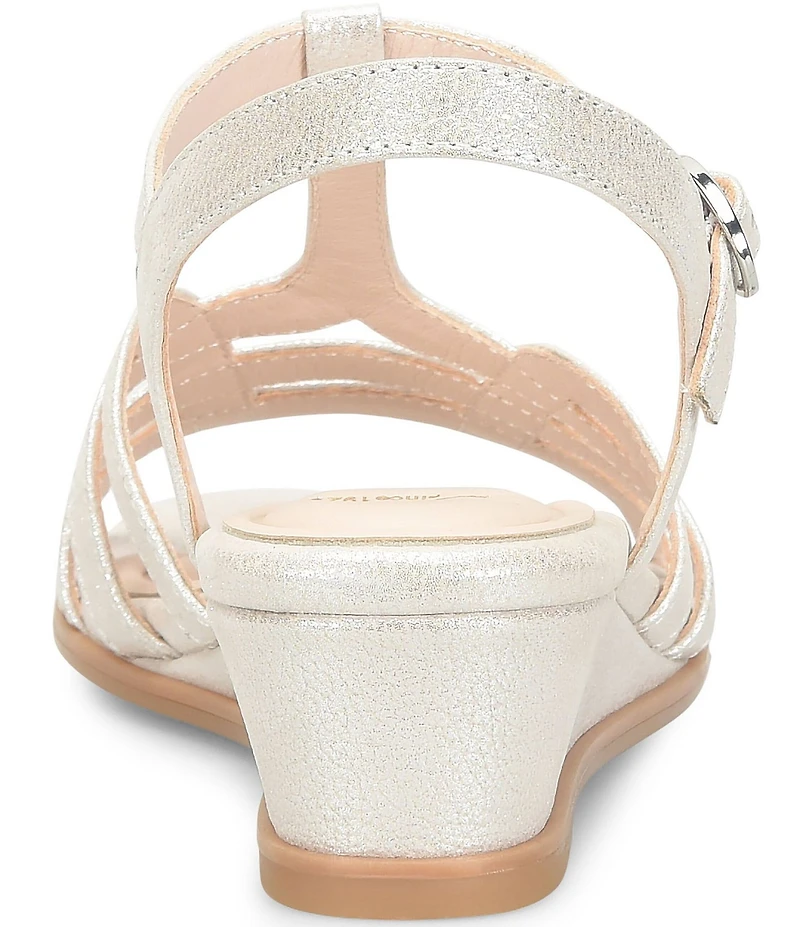 Sofft Scarlet Metallic Leather Wedge Sandals