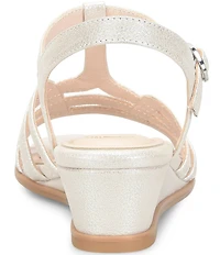 Sofft Scarlet Metallic Leather Wedge Sandals