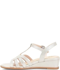 Sofft Scarlet Metallic Leather Wedge Sandals