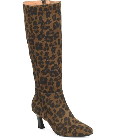 Sofft Sonya Leopard Suede Waterproof Kitten Heel Boots