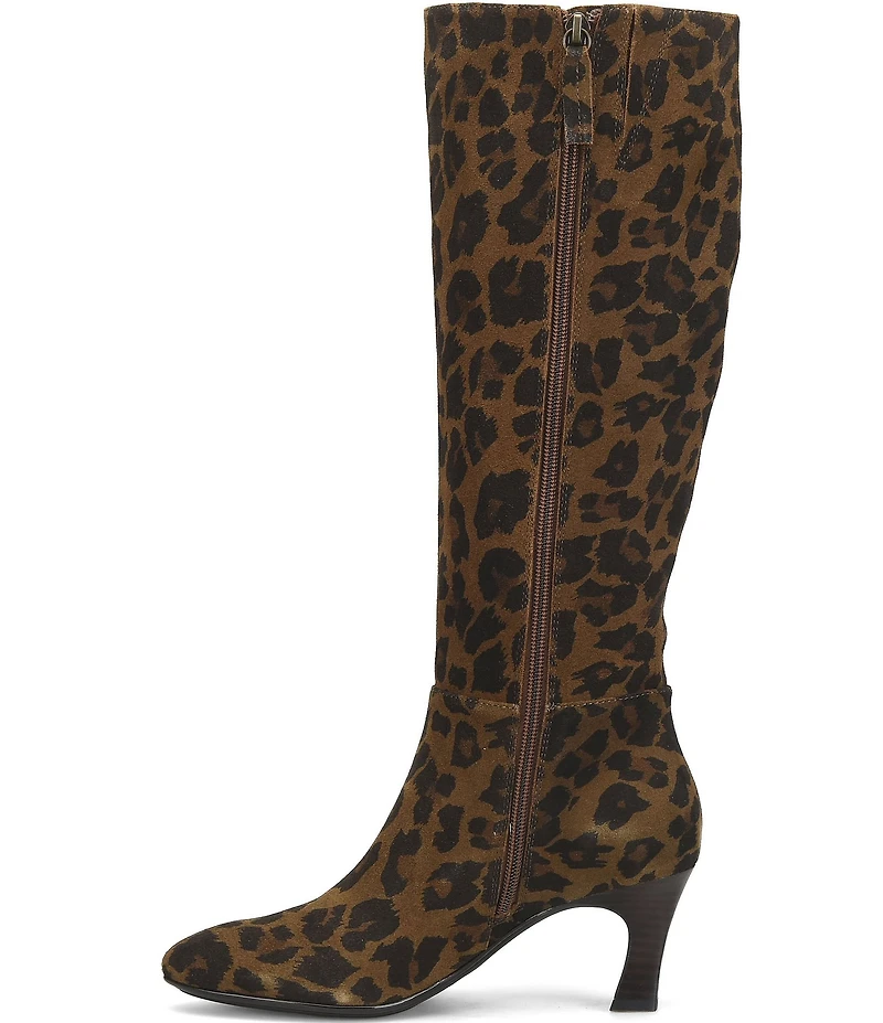 Sofft Sonya Leopard Suede Waterproof Kitten Heel Boots