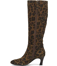 Sofft Sonya Leopard Suede Waterproof Kitten Heel Boots