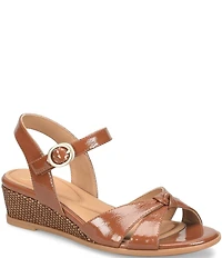 Sofft Summer Patent Leather Knot Wedge Sandals