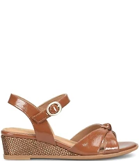 Sofft Summer Patent Leather Knot Wedge Sandals