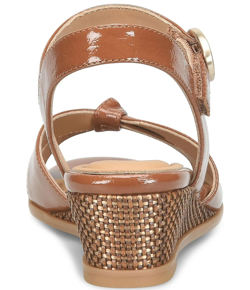 Sofft Summer Patent Leather Knot Wedge Sandals