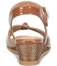 Sofft Summer Patent Leather Knot Wedge Sandals