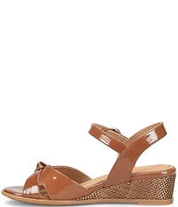 Sofft Summer Patent Leather Knot Wedge Sandals
