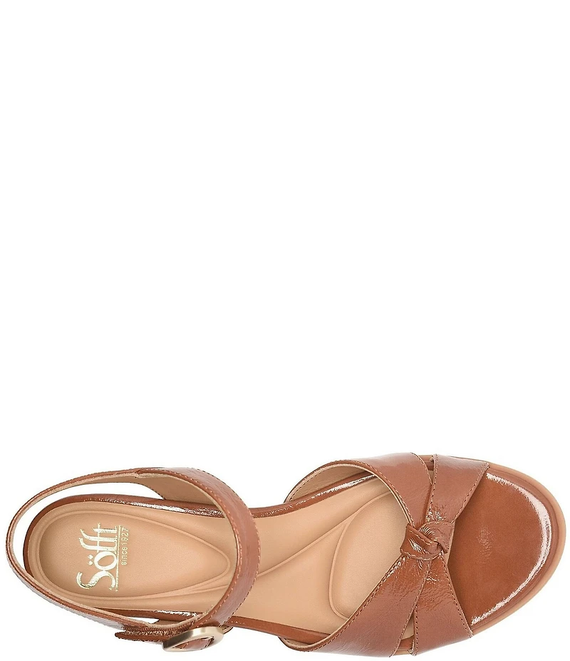 Sofft Summer Patent Leather Knot Wedge Sandals
