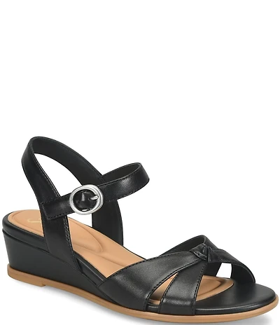 Sofft Summer Patent Leather Knot Wedge Sandals