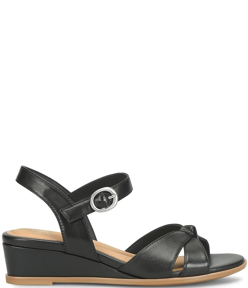 Sofft Summer Patent Leather Knot Wedge Sandals
