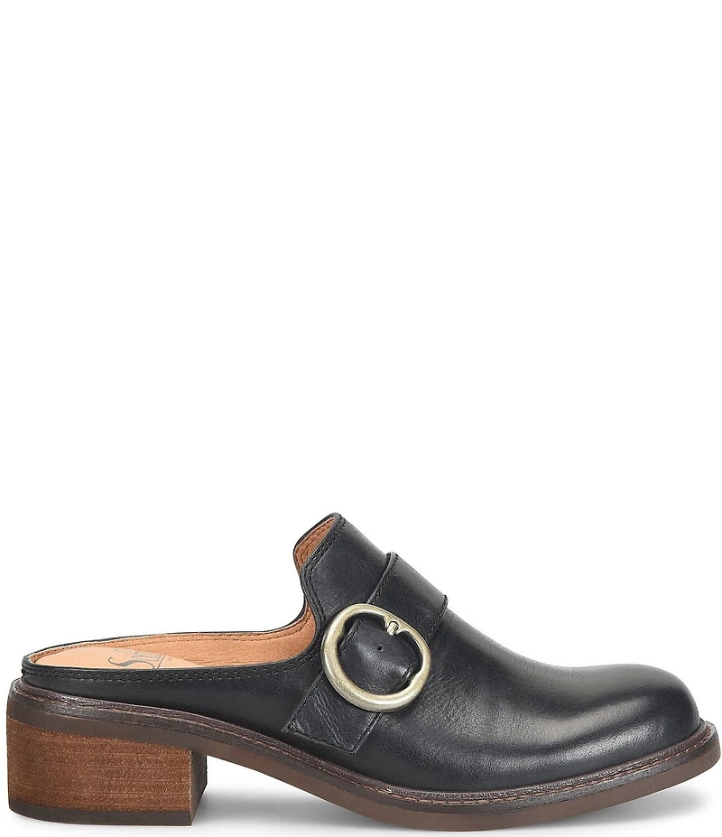 Sofft Tiffany Leather Buckle Hardware Strap Mules