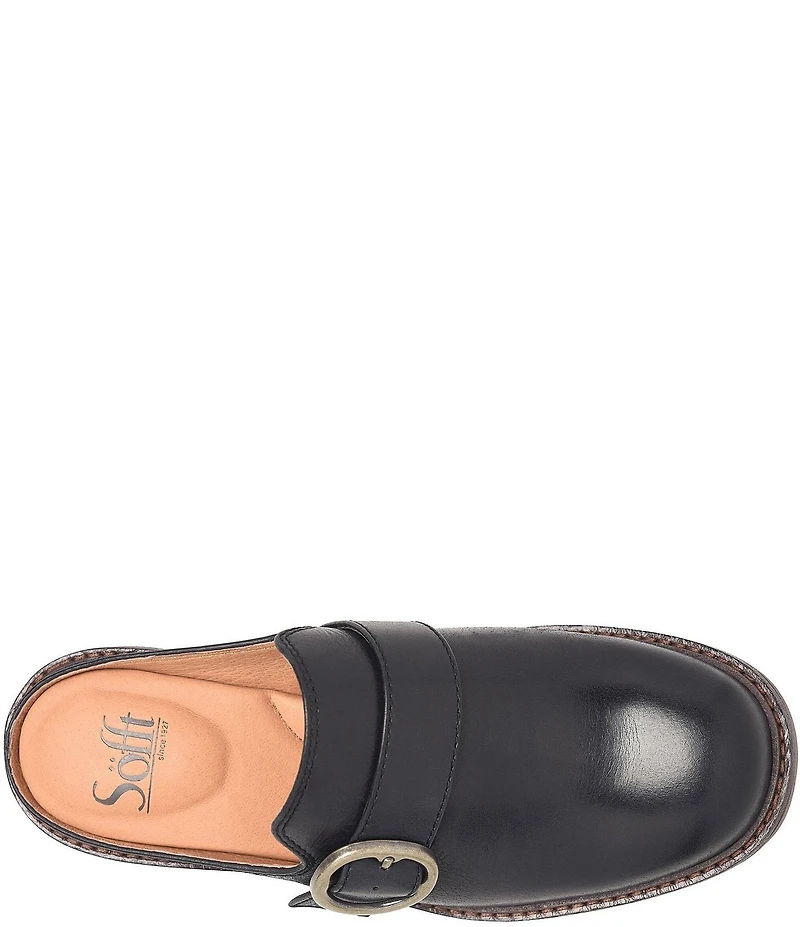 Sofft Tiffany Leather Buckle Hardware Strap Mules