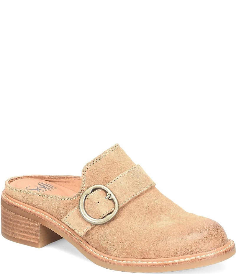 Sofft Tiffany Suede Buckle Strap Hardware Mules