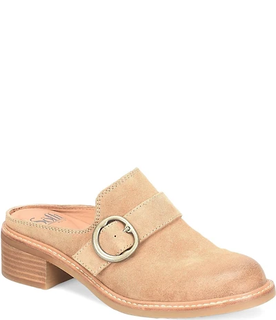 Sofft Tiffany Suede Buckle Strap Hardware Mules