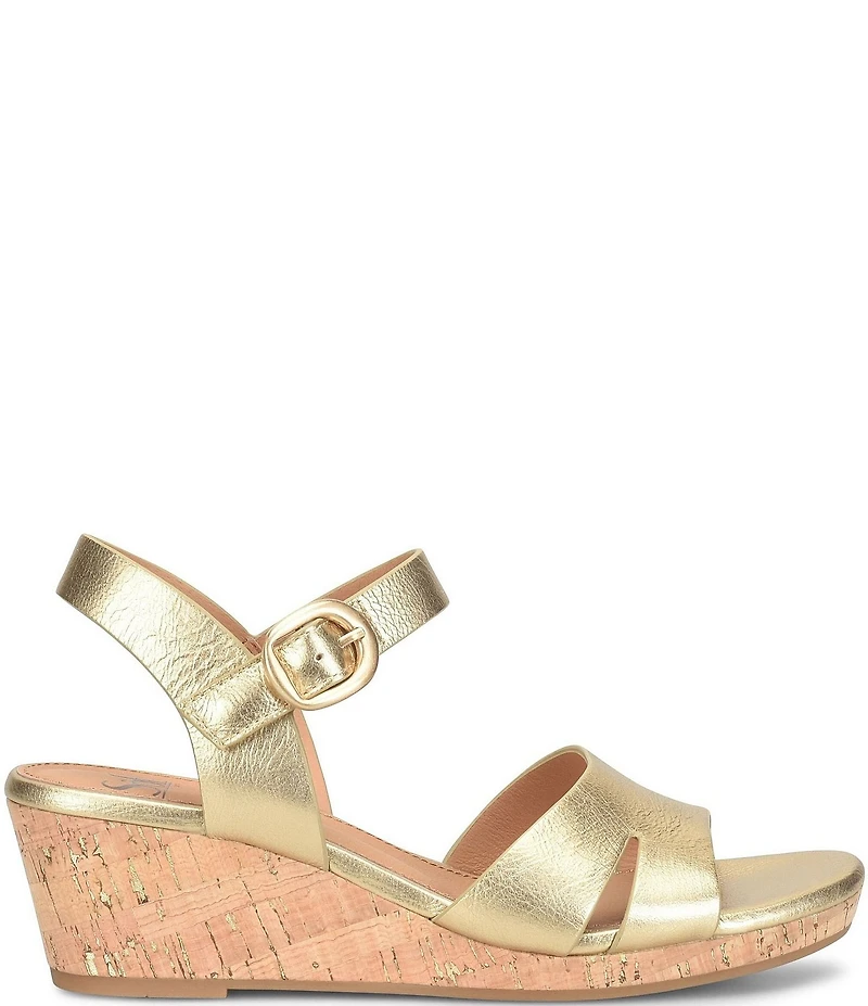 Sofft Vanessa Leather Cork Wedge Sandals