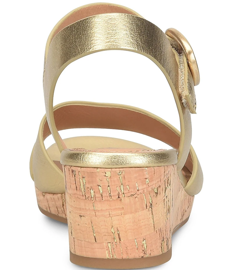 Sofft Vanessa Leather Cork Wedge Sandals