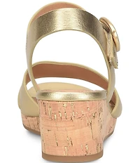 Sofft Vanessa Leather Cork Wedge Sandals