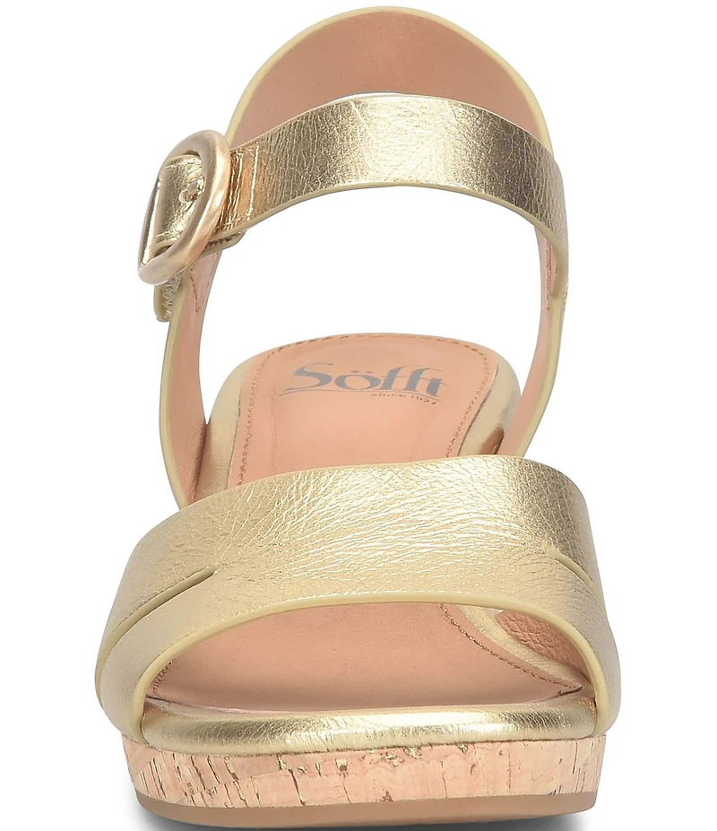 Sofft Vanessa Leather Cork Wedge Sandals