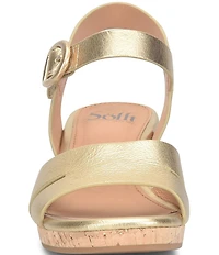 Sofft Vanessa Leather Cork Wedge Sandals
