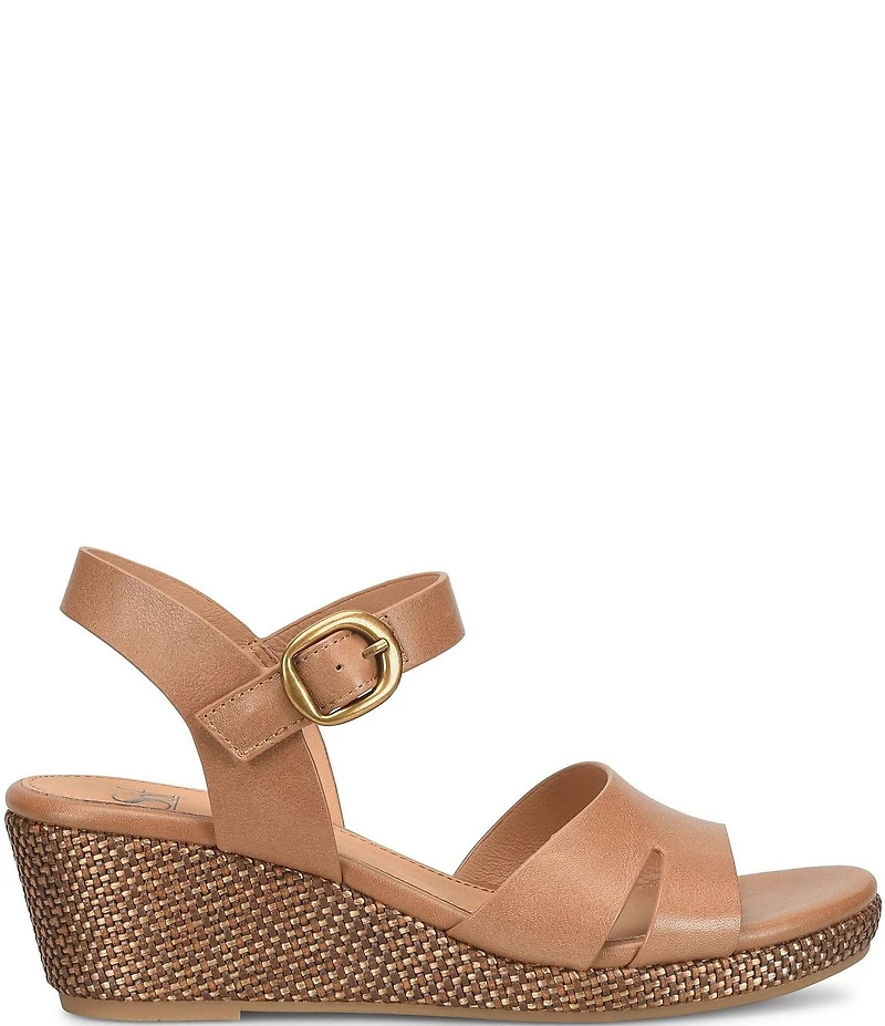 Sofft Vanessa Leather Cork Wedge Sandals